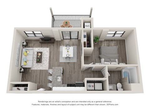 1 bed 1 bath B A2 Floor Planat Latitude at South Portland Apartment, Maine, 04106